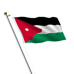 Jordan flagpole 3d illustration on white with clipping path