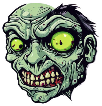 Creepy Zombie Face Halloween Sticker Design