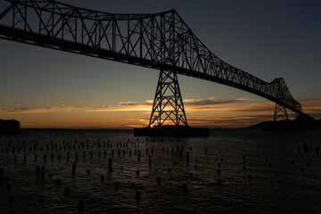 The Astoria-Megler Bridge in Astoria, Oregon, Taken at Sunset