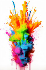 Multicolored neon ink on white background