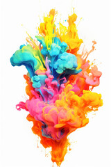 Multicolored neon ink on white background