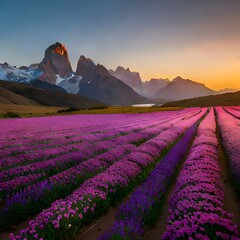Fototapeta premium lavender field at sunset