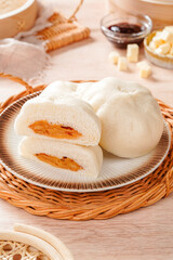 Baozi or Chinese Steamed Buns is a type of yeast-leavened filled bun in various Chinese cuisines.