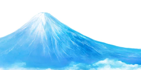 Cercles muraux Bleu 富士山の風景イラスト　年賀状背景　Mount Fuji