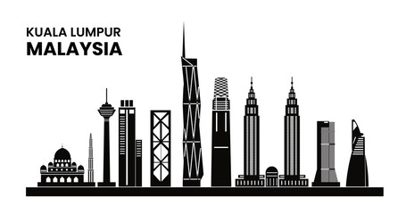 Fototapeta premium Vector City of Kuala Lumpur Malaysia famous landmarks background