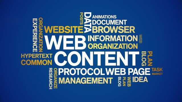 Web Content animated tag word cloud;text design animation kinetic typography seamless loop.