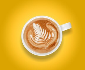 Tasty fresh hot coffee in white cup