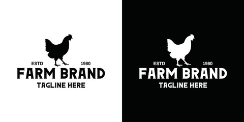 Chicken farm logo template, chicken meat market, chicken farm. © zulfan