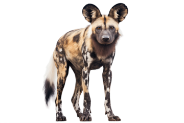 African Wild Dog isolated on transparent background.