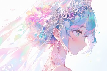 アニメ風の新婦,Generative AI AI画像