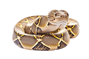 African Rock Python snake isolated on transparent background.