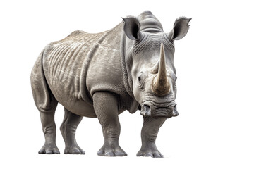 African White Rhino isolated on transparent background.