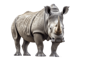 African White Rhino isolated on transparent background.