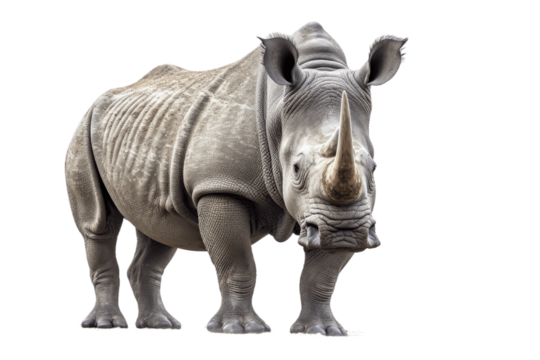 African White Rhino isolated on transparent background.