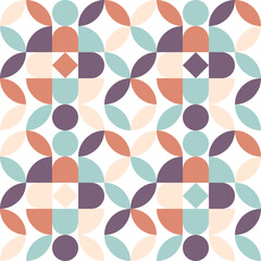 Geometric Mosaic Abstract Pattern Decorative Ornament Background Wall Vector Illustration Blue Brown White