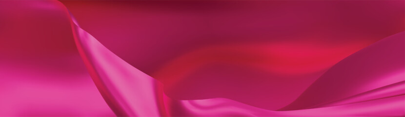 The luxury of pink fabric texture background. Closeup of rippled silk fabric. Stacked silk of 2 fabrics. Pink background. 3D vector illustration