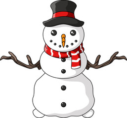 Christmas snowman wearing a hat and scarf