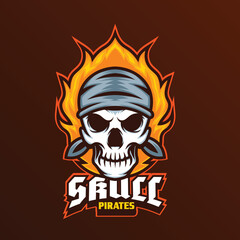 Pirates mascot logo with vector illustration in esport logo style