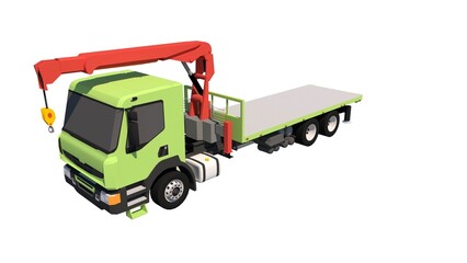 Green Foco Crane Truck 3D Illustration