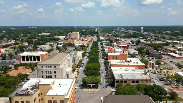 Aerial video Sunday Market on Palafox Pensacola FL USA