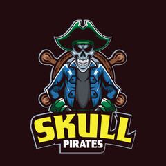 Pirates mascot logo with vector illustration in esport logo style