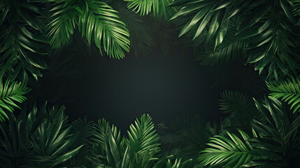 Fototapeta na wymiar green palm leaves with copy space