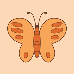 Butterfly isolated on yellow backgroud. Animal flat vector illustration.