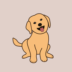 Golden Retriever stands isolated on brown backgroud. Animal flat vector illustration.