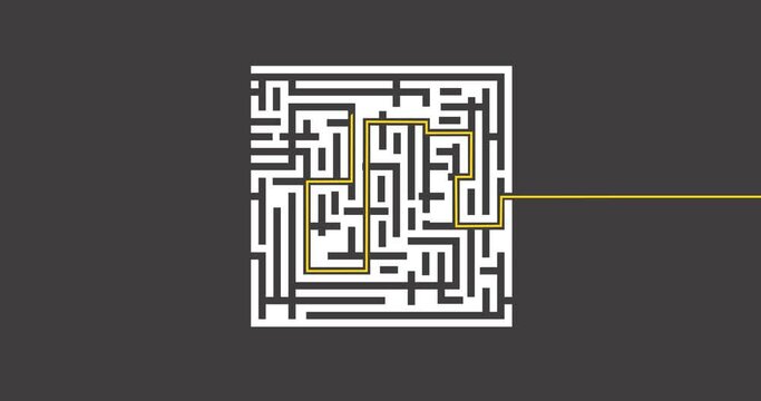 Idea realization and simplification concept. Path across labyrinth.