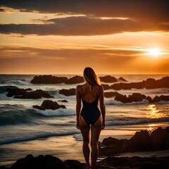 woman at beach