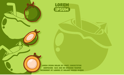 green background with silhouette of coconut icon