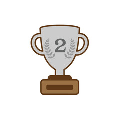 Award  champion trophy silver medal number second  icon isolated vector illustration