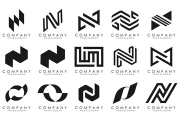 set of Abstract letter N logo design. modern creative logotype monogram icon design inspiration.