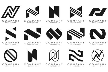 set of Abstract letter N logo design. modern creative logotype monogram icon design inspiration.