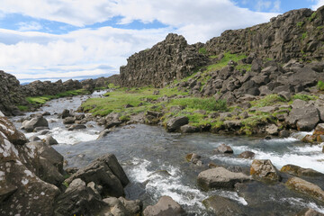 scenic landscape in the thingvellir national park, Iceland