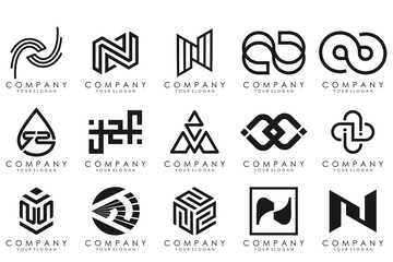 set of Abstract letter N logo design. modern creative logotype monogram icon design inspiration.