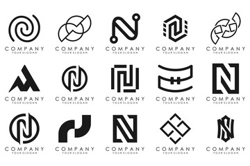 set of Abstract letter N logo design. modern creative logotype monogram icon design inspiration.