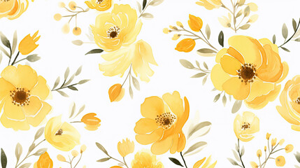 Fototapeta na wymiar yellow flower pattern seamless 