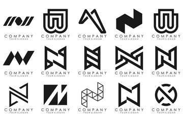 set of Abstract letter N logo design. modern creative logotype monogram icon design inspiration.