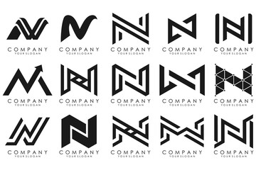 set of Abstract letter N logo design. modern creative logotype monogram icon design inspiration.