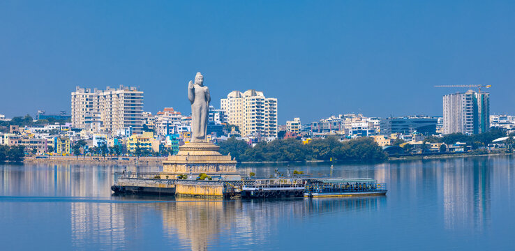 Buddha statue in Hyderabad, India, is the world's tallest monolith of Gautama Buddha erected in the middle of Hussain sagar lake.