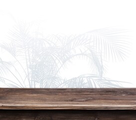 Empty Wooden Table on wall background