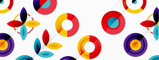 Colorful circles in a grid composition abstract background. Design for wallpaper, banner, background, landing page, wall art, invitation, prints, posters