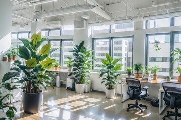 Fototapeta premium modern office interior with indoor plants