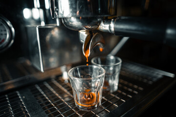 Espresso coffee from the machine