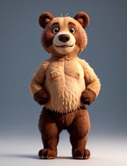 3d cartoon bear standing on two legs 