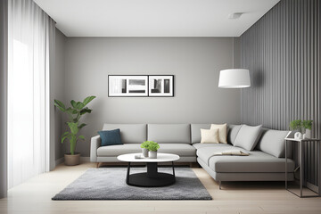 Modern living room interior. Interiors mockups. 3d rendering.