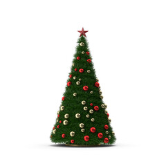 Christmas Tree with Gold and Red Balls in transparent background