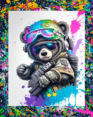 grafiti oso militar 