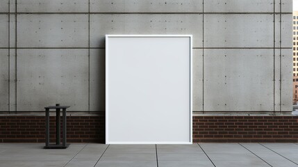 Mockup blank white poster on the wall